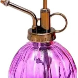 Glass Plant Mister Watering Can Spray Bottles with Top Pump, 6.4" Tall Vintage Fine Mist Succulent Plant Spritzer, Small Decorative Watering Can Gift for Indoor Outdoor Garden House Plant (Purple)