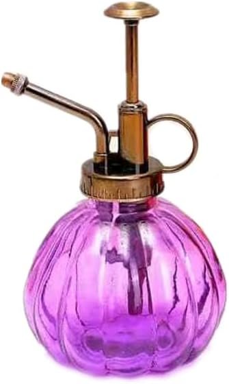 Glass Plant Mister Watering Can Spray Bottles with Top Pump, 6.4" Tall Vintage Fine Mist Succulent Plant Spritzer, Small Decorative Watering Can Gift for Indoor Outdoor Garden House Plant (Purple)