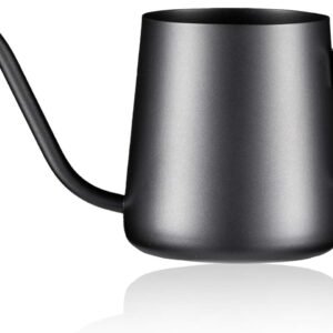 12 oz / 350 ml Watering Can Indoor Plants, Stainless Steel Plant Watering Can with Long Spout (Black) (12oz)