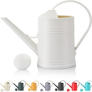 Plastic Watering Can for Indoor Plants Outdoor Garden Flowers - House Plant Watering Can with Sprinkler Head (1/2 Gallon, White)