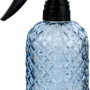 Glass Handheld Spray Bottle - 12oz Refillable Bottle ，Adjustable Nozzle Watering Can for Garden Plants Cleaning Solutions (Blue)
